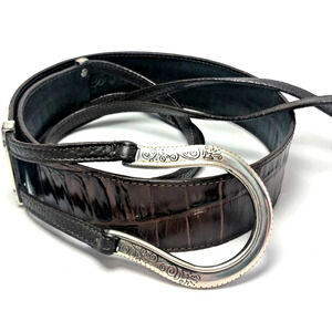 Brighton Brown Leather Belt with Silver Buckle ML 55”